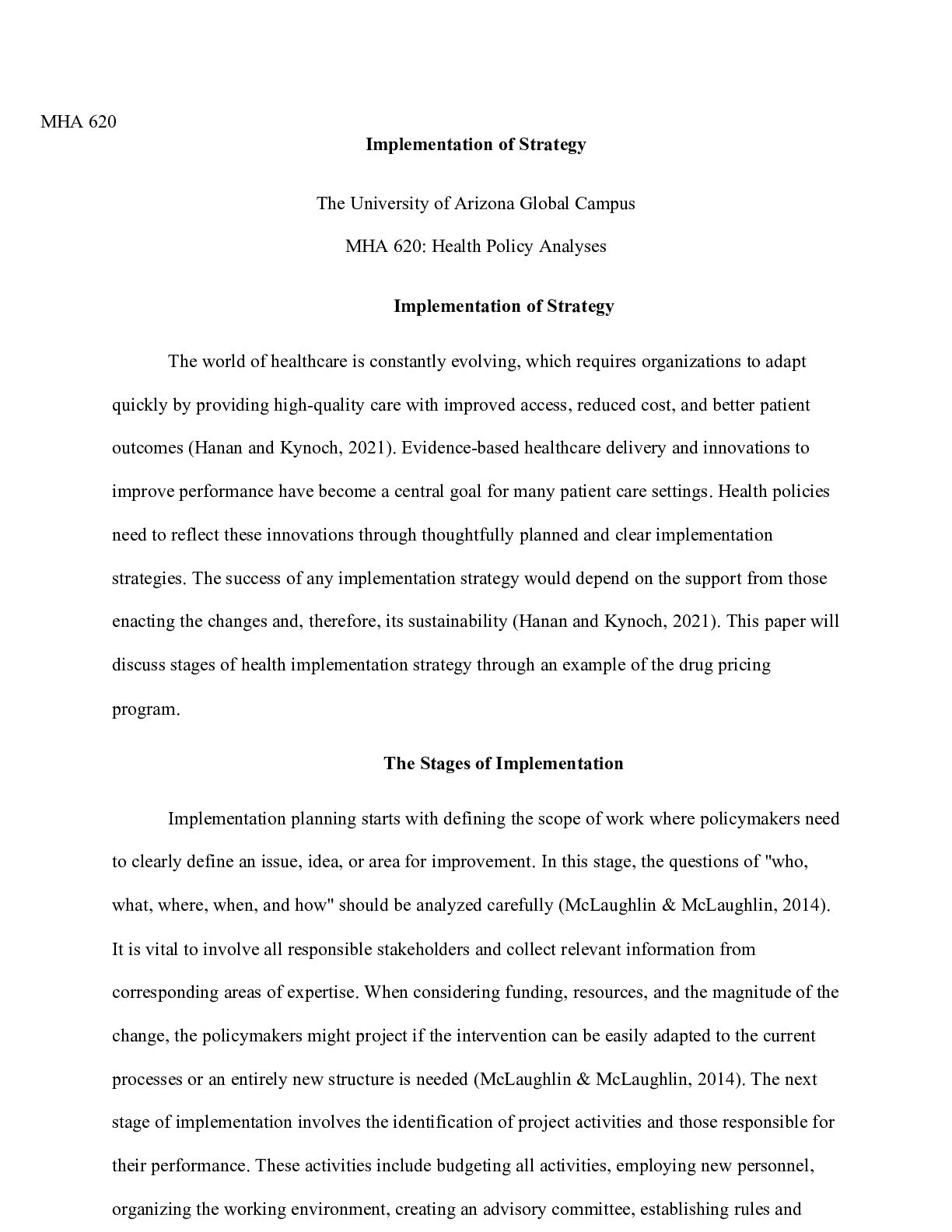 Preview image of Implementation of Strategy.docx document